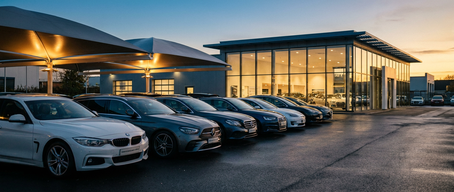 Autobazar Car Trade Solutions za soumraku
